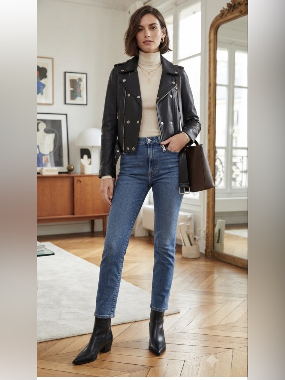 BALLIN Double breasted moto Leather Jacket